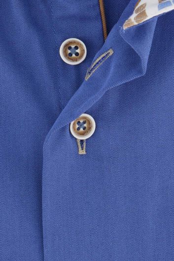 R2 casual overhemd mouwlengte 7 normale fit blauw effen katoen