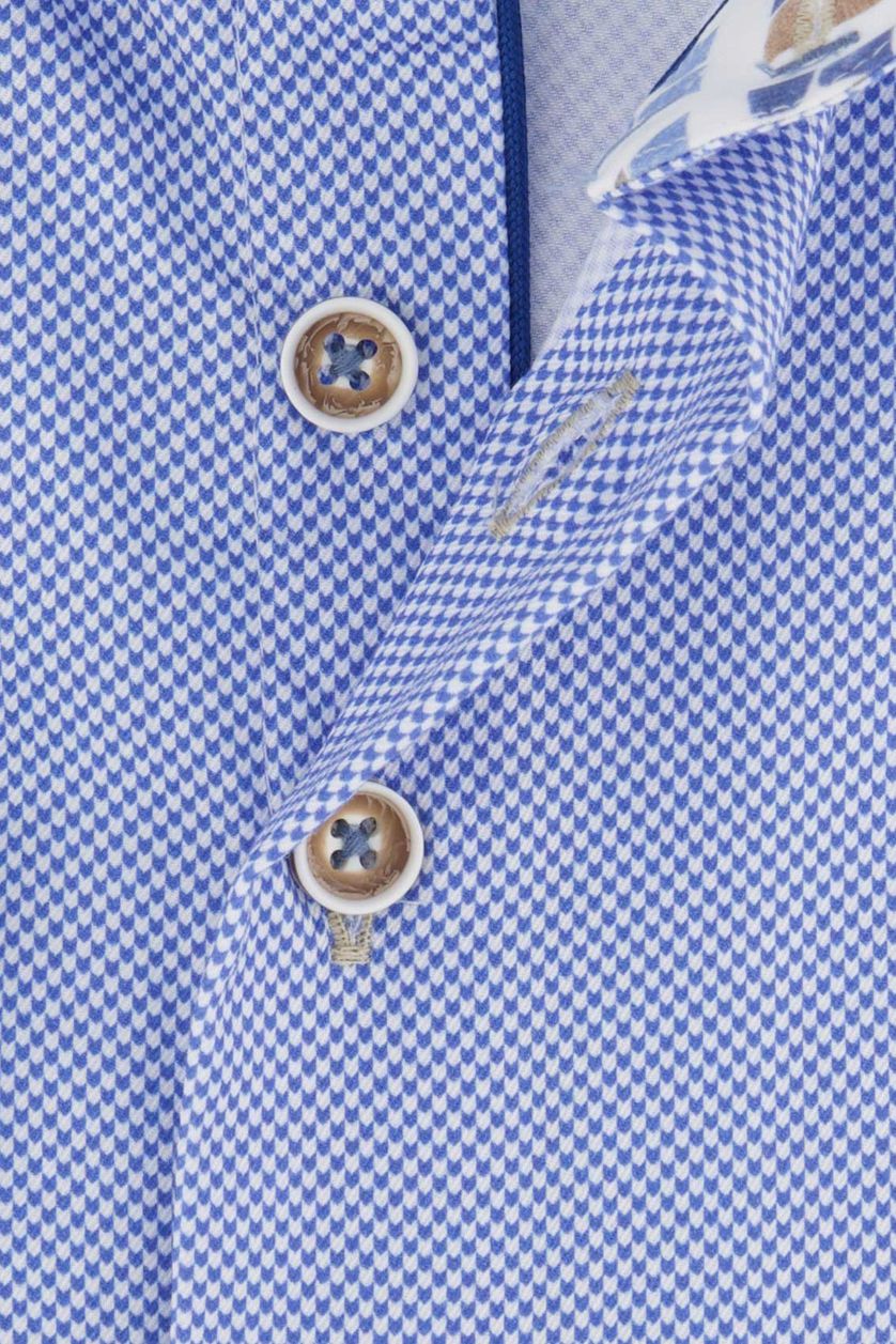 R2 casual overhemd mouwlengte 7 normale fit blauw geprint katoen