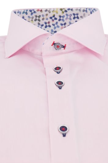 R2 casual overhemd mouwlengte 7 normale fit roze effen katoen