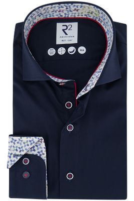 R2 R2 business overhemd normale fit donkerblauw effen katoen wide spread collar