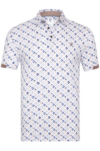 R2 polo wit blauw geprint