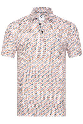 R2 R2 poloshirt normale fit wit multicolor geprint 