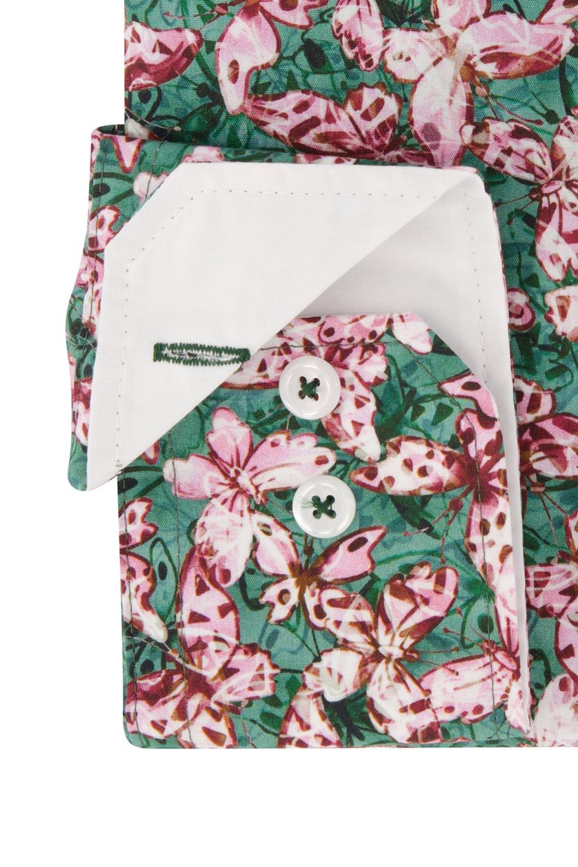 Geprint Portofino casual overhemd wijde fit katoen roze groen