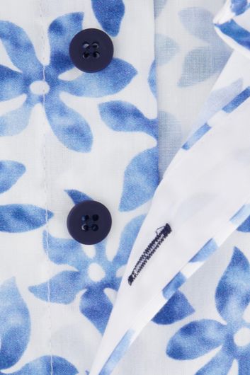 Overhemd Portofino casual wijde fit wit geprint katoen