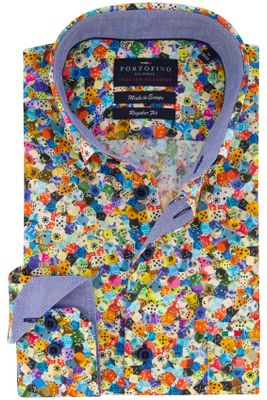 Portofino Multicolor geprint dobbelstenen Portofino overhemd wijde fit katoen