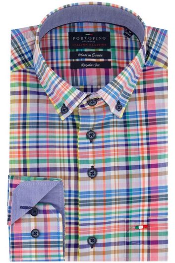 Portofino casual overhemd wijde fit multicolor geruit katoen
