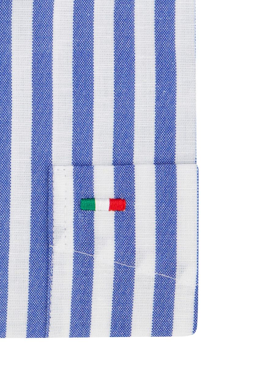 Casual Portofino overhemd wijde fit blauw wit gestreept linnen