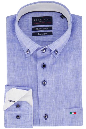 Portofino overhemd blauw effen linnen