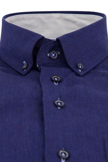 Portofino overhemd donkerblauw effen linnen