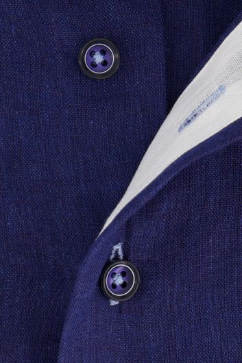 Portofino overhemd donkerblauw effen linnen