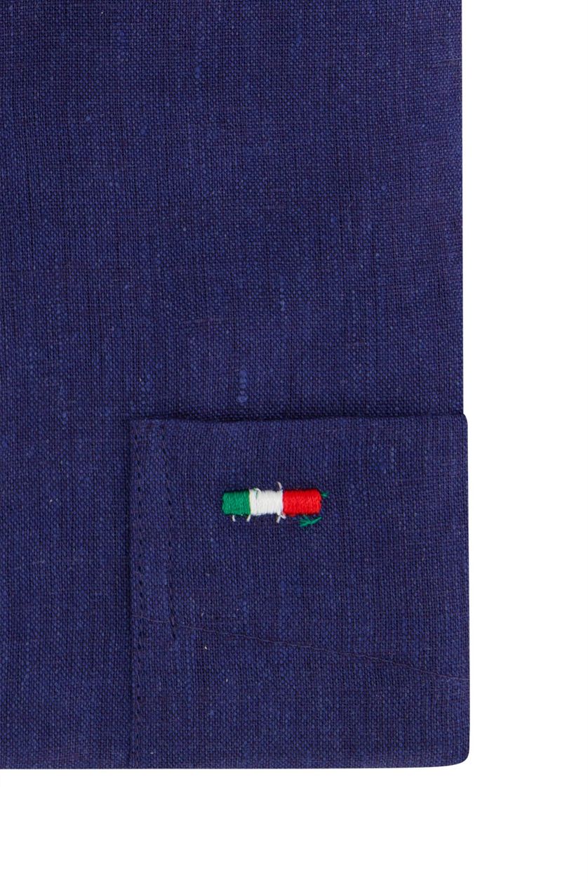 Portofino overhemd linnen donkerblauw effen