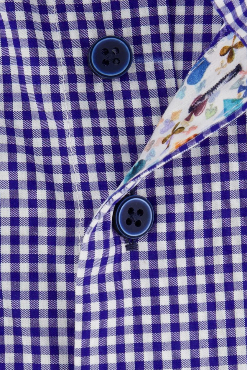 Portofino casual overhemd wijde fit blauw geruit katoen