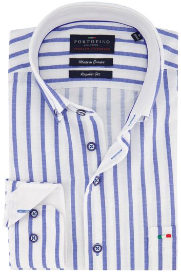 Portofino overhemd wit blauw gestreept linnen