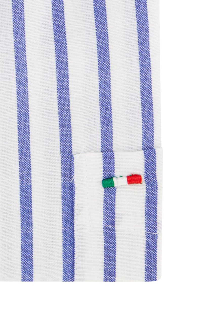 Portofino overhemd linnen wit blauw gestreept