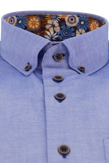 Portofino overhemd blauw effen katoen