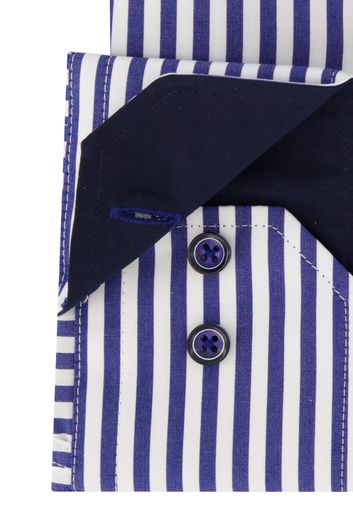 Portofino overhemd blauw/wit gestreept katoen button down boord