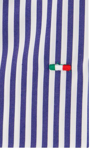 Portofino overhemd blauw/wit gestreept katoen button down boord