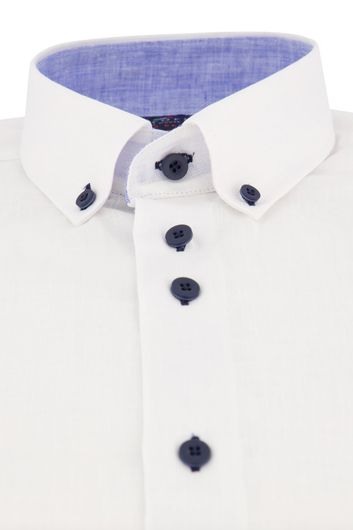 Portofino casual overhemd normale fit wit effen linnen button down