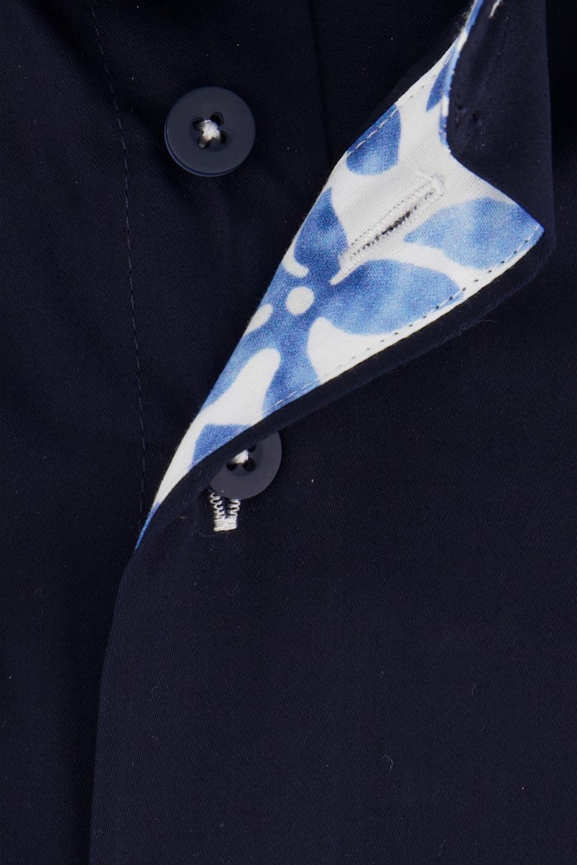 Portofino casual overhemd normale fit donkerblauw effen katoen