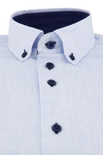 Portofino overhemd normale fit lichtblauw effen linnen button down