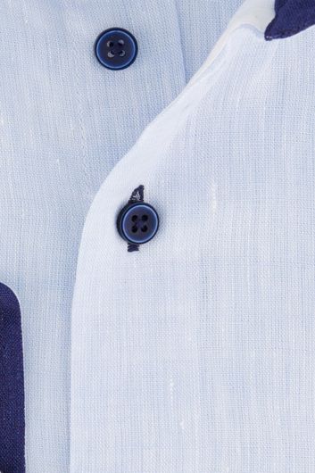 Portofino overhemd normale fit lichtblauw effen linnen button down