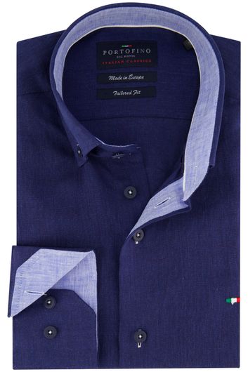 Portofino overhemd donkerblauw effen