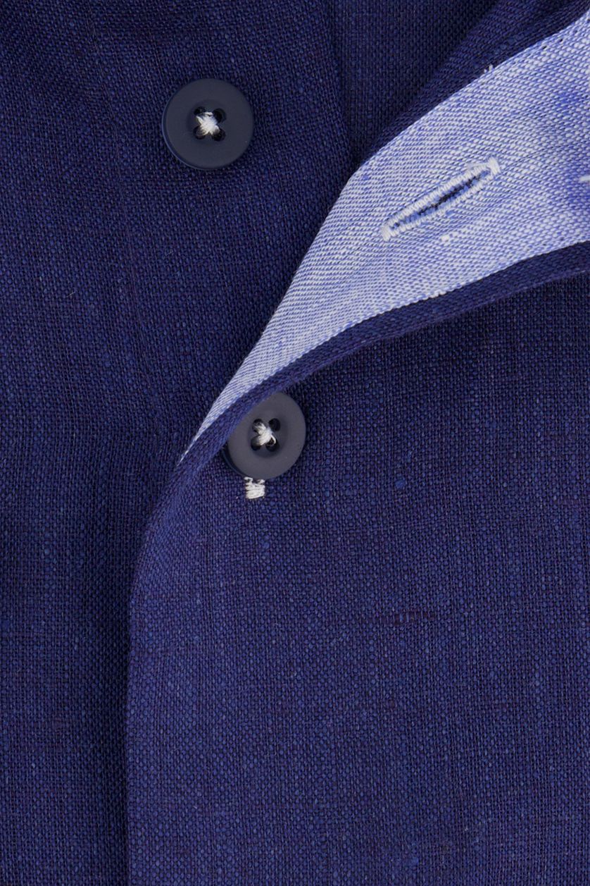 Portofino overhemd normale fit donkerblauw effen linnen