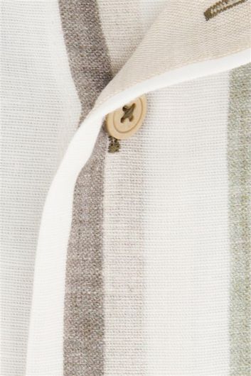 Portofino overhemd beige/wit gestreept