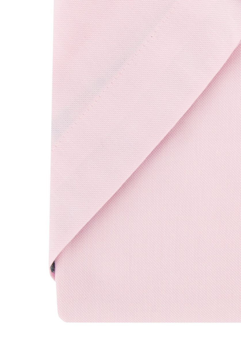 Portofino casual overhemd korte mouwen Regular Fit roze effen katoen