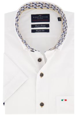 Portofino Portofino casual overhemd korte mouw wijde fit wit effen katoen 100%