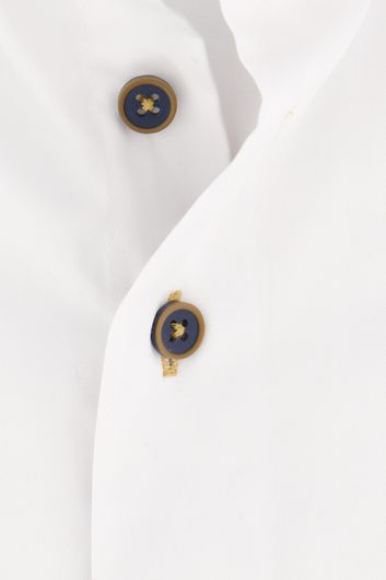 Portofino casual overhemd korte mouw wijde fit wit effen katoen met borstzak