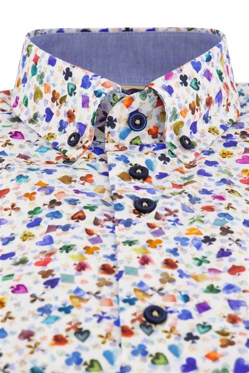 Portofino overhemd katoen wijde fit korte mouw multicolor casual