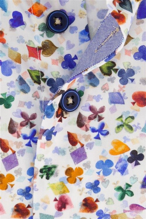 Portofino overhemd katoen wijde fit korte mouw multicolor casual