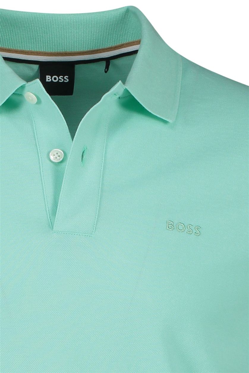 Hugo Boss polo turquoise effen katoen normale fit korte mouwen