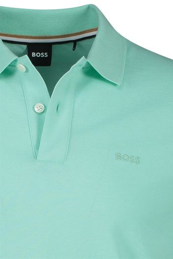 polo Hugo Boss turquoise effen katoen normale fit