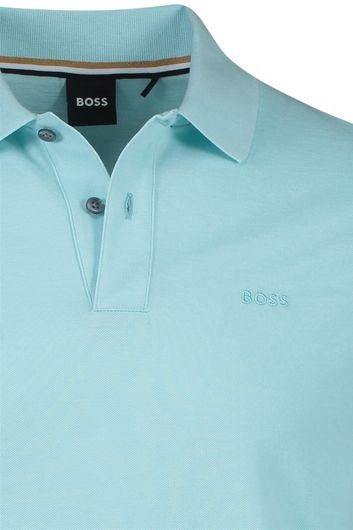 Hugo Boss polo normale fit lichtblauw effen 100% katoen