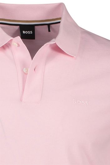 Hugo Boss polo normale fit roze effen katoen korte mouwen