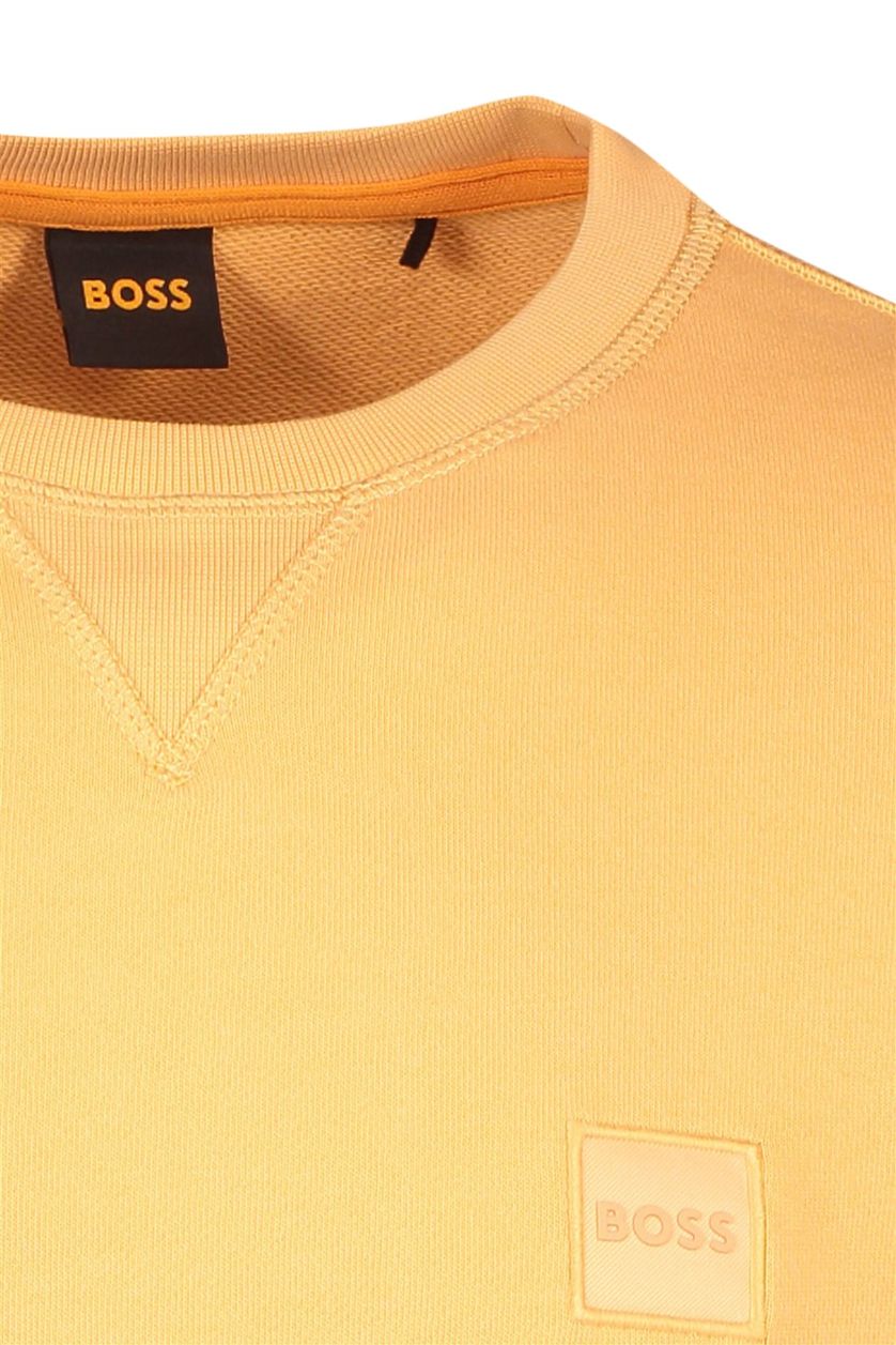 Oranje effen Hugo Boss sweater Westart katoen ronde hals 