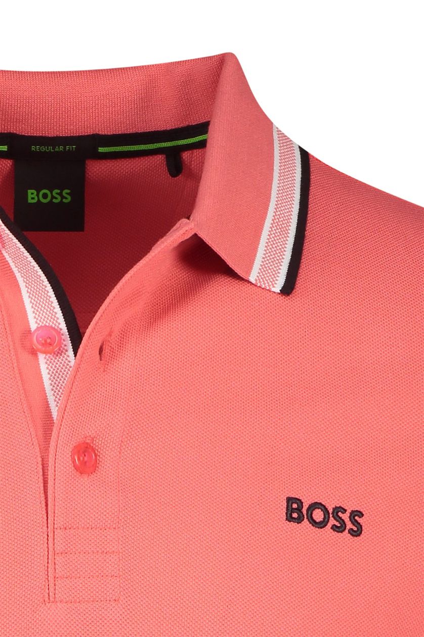 Hugo Boss poloshirt Paddy roze effen katoen normale fit