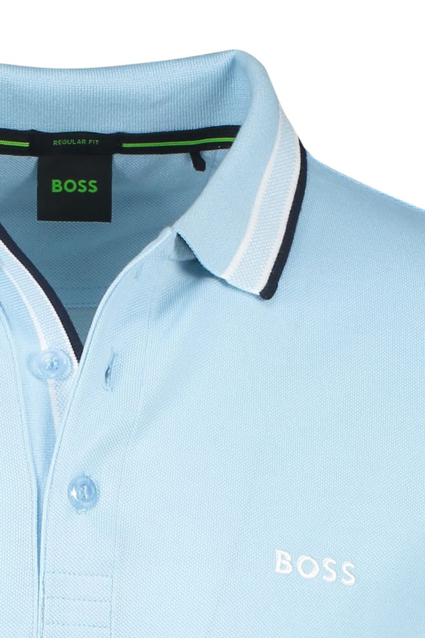 Hugo Boss polo lichtblauw effen katoen normale fit met logo