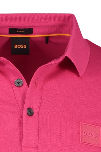 Hugo Boss polo normale fit roze effen katoen