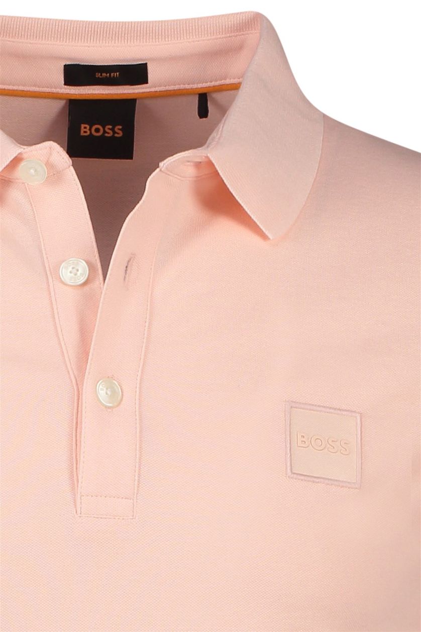 Hugo Boss polo roze uni katoen slim fit