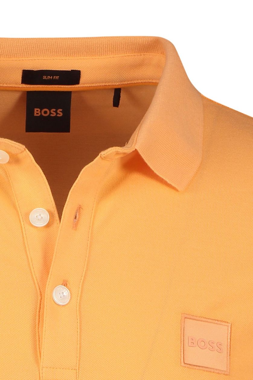 Hugo Boss polo oranje effen 100% katoen slim fit