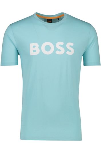 Hugo Boss t-shirt Thinking lichtblauw effen met opdruk