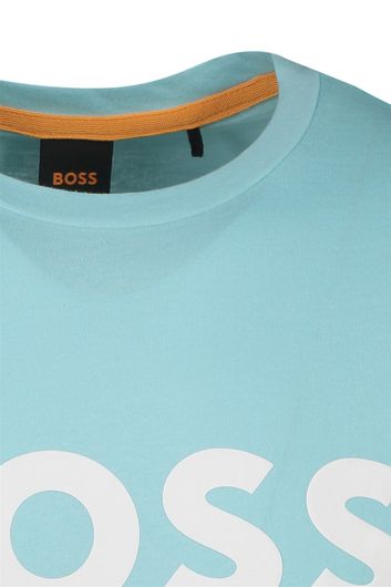 Hugo Boss t-shirt Thinking lichtblauw effen met opdruk