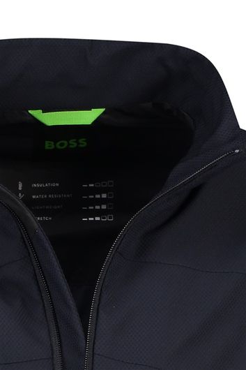 Hugo Boss Green Phantom tussenjas donkerblauw effen rits normale fit waterafstotend