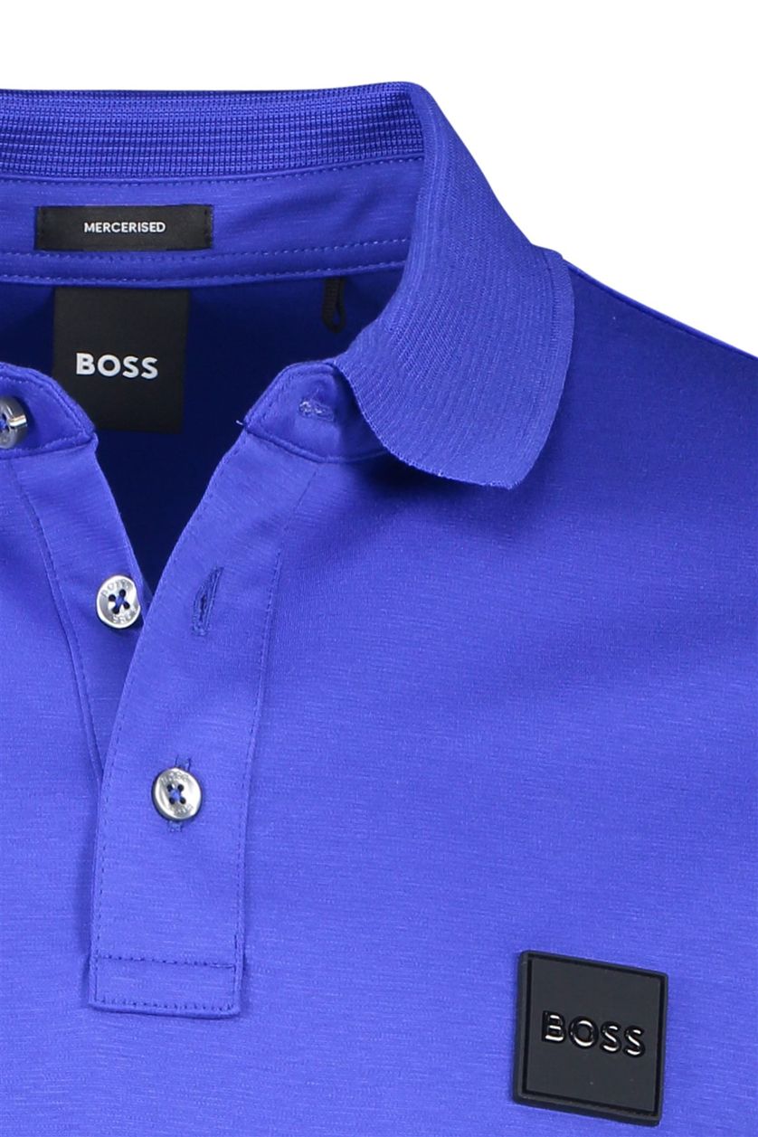 Hugo Boss poloshirt blauw effen katoen normale fit 3 knoops