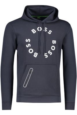 Hugo Boss Hugo Boss sweater hoodie navy geprint katoen