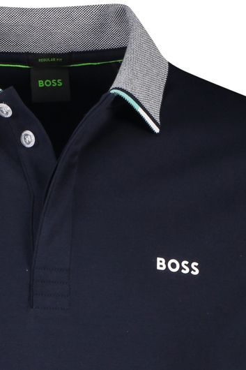 Hugo Boss poloshirt Paddy normale fit donkerblauw effen katoen 100%