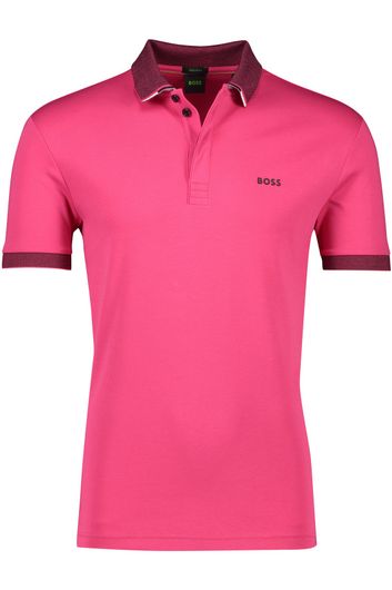 Hugo Boss polo normale fit roze effen katoen met logo